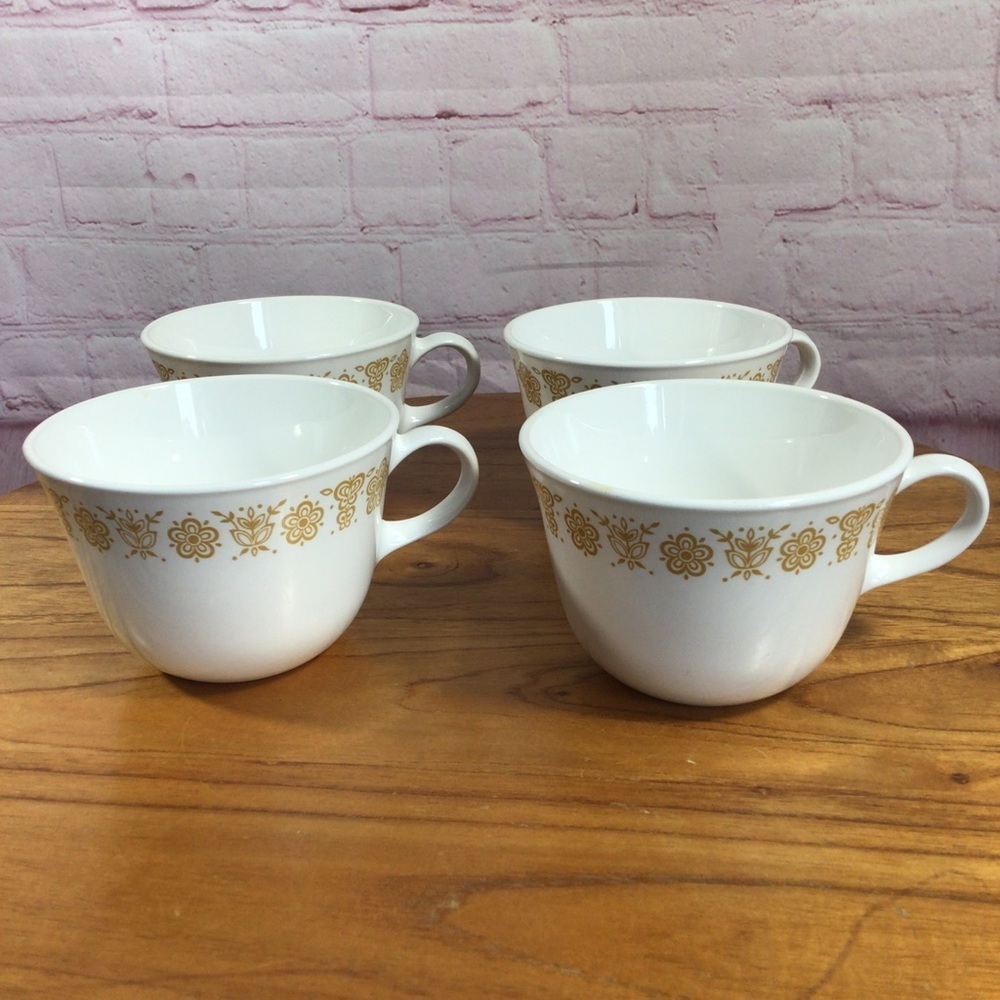 Vintage Corelle Butterfly Gold Mugs - Set of 4
